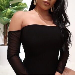 Elegant Black Off-Shoulder Bodysuit